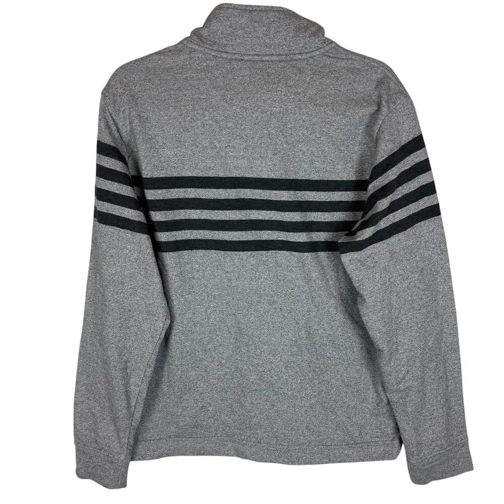 Banana Republic Sweatshirt Men's Medium Heather Gray Striped Cotton 1/4‎ Snap